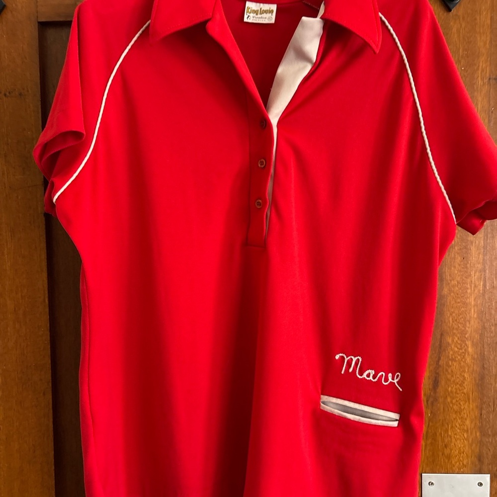 Vintage King Louie Bowling Shirt Red USA Chainstitch Mave Size 42
